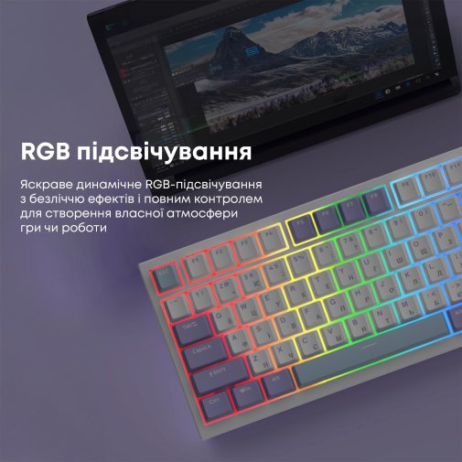 Клавіатура Ajazz AK820 Sea Salt Switch ENG/UKR USB White (AK820-SS-PWB)