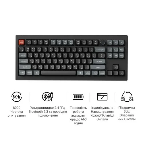 Фото: Клавіатура Keychron V3 Ultra Keychron Red Switch RGB Black (V3U-D1-UA) № 23 | KTC