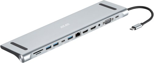 Хаб Type-C 2E W2703 USB/Type-C/HDMI/VGA/MicroSD/SD/Jack 3.5mm/Ethernet, Grey