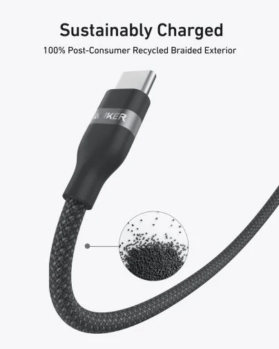 Фото: Кабель Anker Upcycled Braided 240W Type-C / Type-C 1.8m Black (A82E2H12) № 10 | KTC