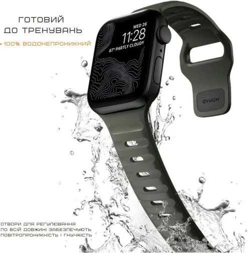 Фото: Ремінець Nomad for Apple Watch 46mm/49mm - Sport Band Ash Green (NM01132585) № 16 | KTC