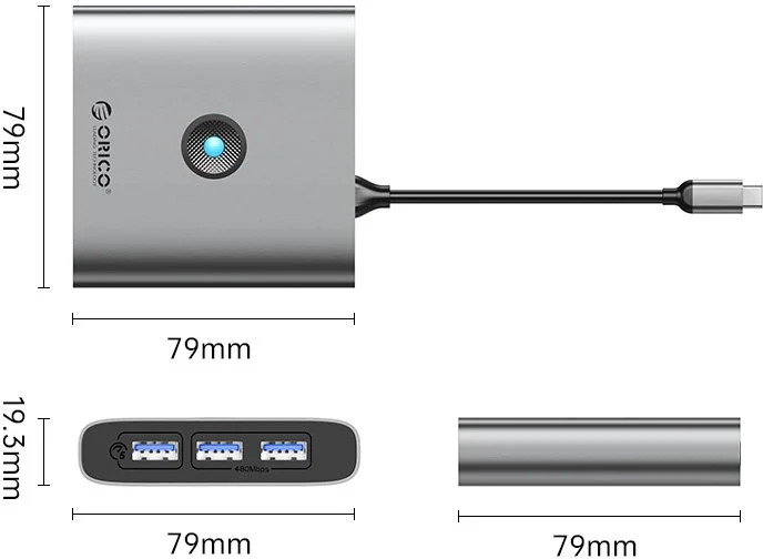 Фото: USB-хаб Orico FAX3-5P Dark Grey (FAX3-5P-GY-EP) № 5 | KTC