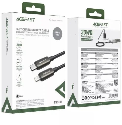 Фото: Кабель Acefast C23-01 30W Type-C / Lightning 1.2m Black (6974316285410) № 13 | KTC