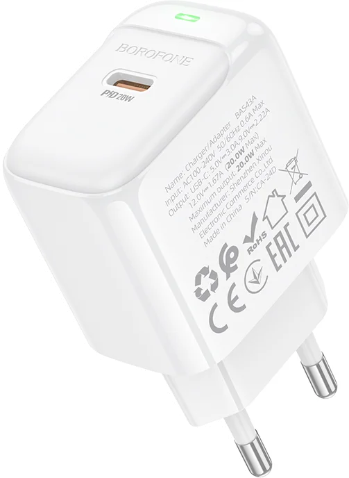 Фото: Зарядний пристрій BOROFONE BAS43A Potential PD 20W White (6941991113819) № 10 | KTC