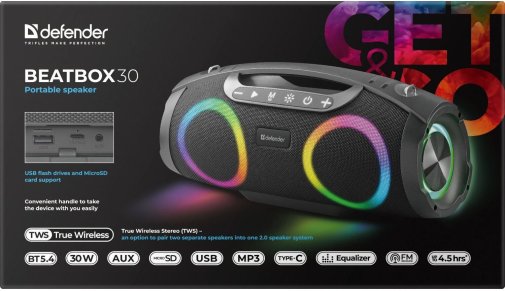 Портативна колонка Defender Beatbox 30 Black (65231)
