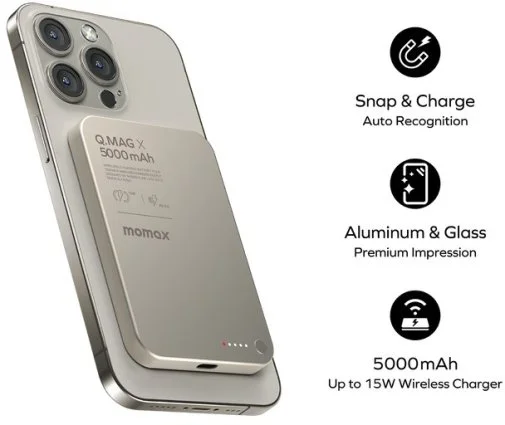 Фото: Батарея універсальна Momax Q.MAG X 5000mAh 20W / Qi 15W Orange (IP116AM) № 20 | KTC