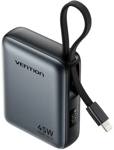 Фото: Батарея універсальна Vention FKMH0 10000mAh 45W Gray Built-in USB-C and Lightning № 9 | KTC