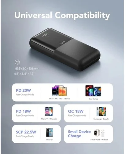 Фото: Батарея універсальна VIYISI G3015 30000mAh 22.5W Black (1186336) № 13 | KTC