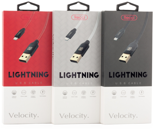 Кабель USB Recci RCL-N120 Velocity AM / Lightning 1.2м срібний