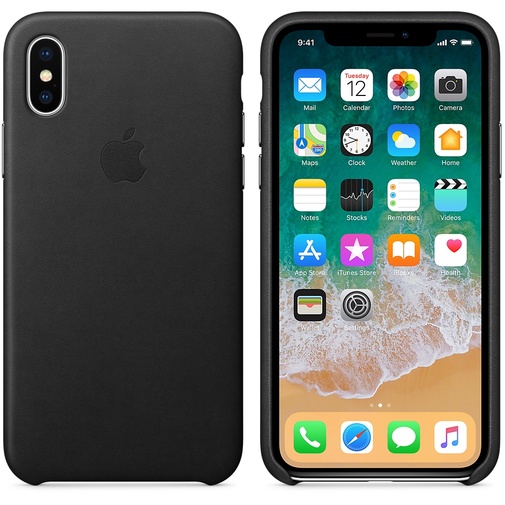 Чохол Apple for iPhone X - Leather Case Black 