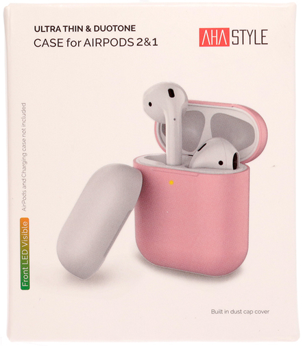 for Airpods 2 wireless AHAStyle with light - Silicone Case Pink/White