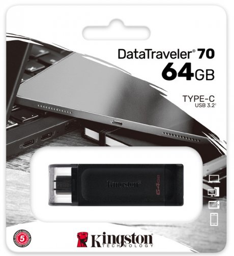 Флешка Type-C Kingston DataTraveler 70 64GB DT70/64GB Black