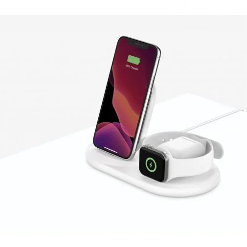 Фото: Бездротова зарядна станція Belkin 3in1 Wireless Pad/Stand/Apple Watch White (WIZ001VFWH) № 9 | KTC