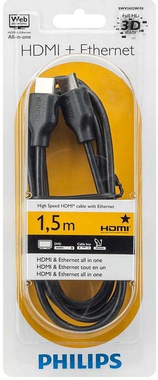 Кабель Philips High Speed Ethernet HDMI / HDMI 1.5m Black (SWV2432W/10)