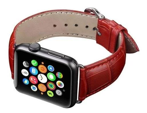 Фото: Ремінець HiC for Apple Watch 45/44/42mm - Crocodail Leather Loop Band Dark Red № 5 | KTC