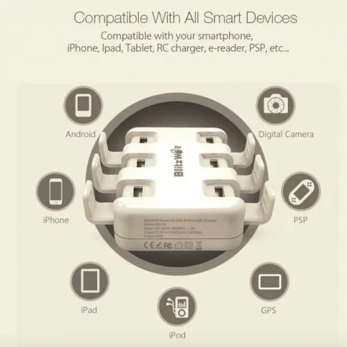 Фото: Зарядний пристрій BlitzWolf BW-S4 Smart 6-Port High Speed White № 9 | KTC