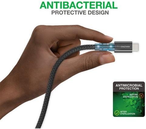 Кабель AMAZINGthing Antimicrobial Power Max Plus 3.2A AM / Type-C 1.1m Black (TCAPPMP011MBK)