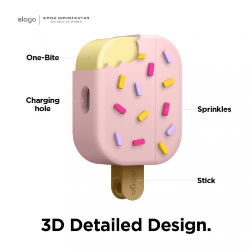 Чохол Elago for Airpods Pro - Ice Cream Silicone Hand Case Strawberry (EAPP-ICE-LPK)