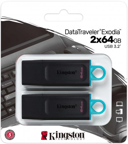 Флешка USB Kingston DataTraveler Exodia 64GB Black/Blue (DTX/64GB-2P)