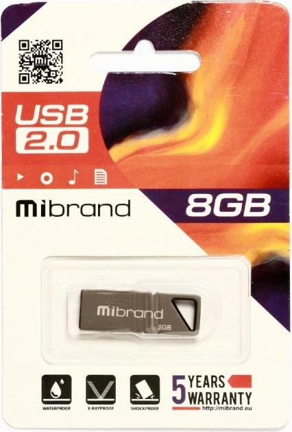 Флешка USB Mibrand Stingray 8GB Grey (MI2.0/ST8U5G)