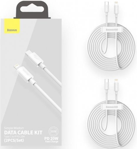 Кабель Baseus Simple Wisdom Data Cable Lightning / Type-C 1.5m White 2psc (TZCATLZJ-02)