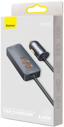 Зарядний пристрій Baseus Share Together PPS with extension cord 120W Gray (CCBT-A0G)