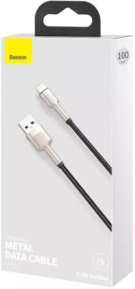 Фото: Кабель Baseus Cafule Metal 2.4A AM / Lightning 1m Black (CALJK-A01) № 4 | KTC