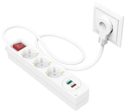 Фото: Мережевий фільтр Hama 3/1.4m 1xUSB 1xType-C White (00133757) № 6 | KTC