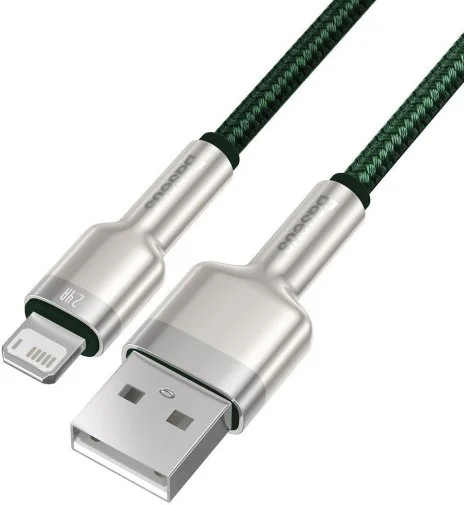 Фото: Кабель Baseus Cafule Metal 2.4A AM / Lightning 2m Green (CALJK-B06) № 9 | KTC