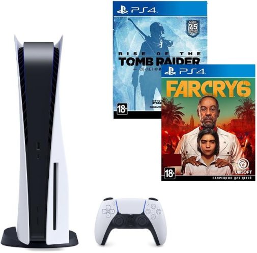  Ігрова приставка PlayStation 5 825GB + Far Cry 6 [PS4] + Rise of the Tomb Raider [PS4]