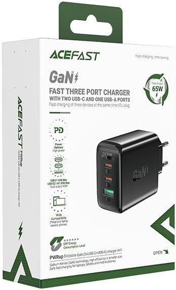 Зарядний пристрій Acefast A41 GaN 65W Black (AFA41B)