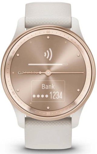 Смарт годинник Garmin Vivomove Trend Peach Gold Stainless Steel Bezel with Ivory Case and Silicone Band (010-02665-01)