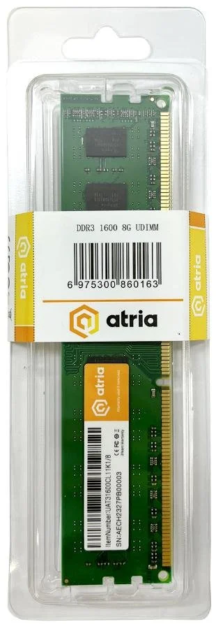 Фото: Оперативна пам’ять Atria DDR3 1x8GB (UAT31600CL11K1/8) № 6 | KTC