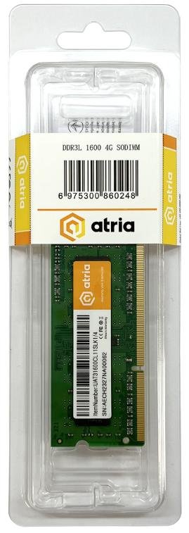 Оперативна пам’ять Atria DDR3 1x4GB (UAT31600CL11SLK1/4)