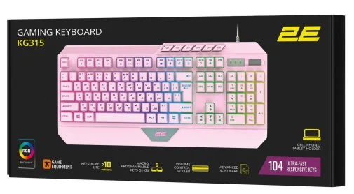 Фото: Клавіатура 2E Gaming KG315 RGB ENG/UKR USB Pink (2E-KG315UPK) № 16 | KTC
