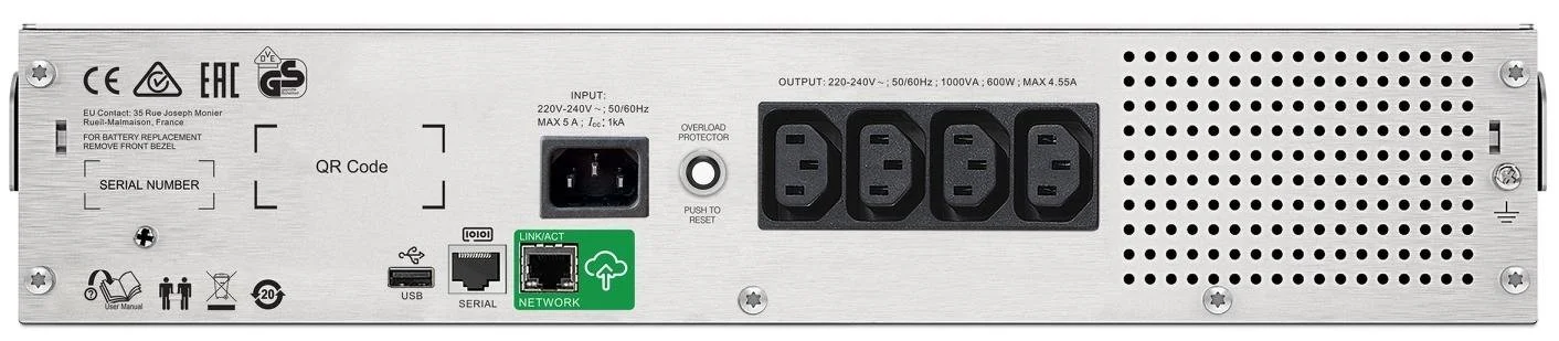 Фото: ДБЖ APC Smart-UPS RM 2U 1000VA 600W 4xIEC C13 USB (SMC1000I-2UC) № 4 | KTC