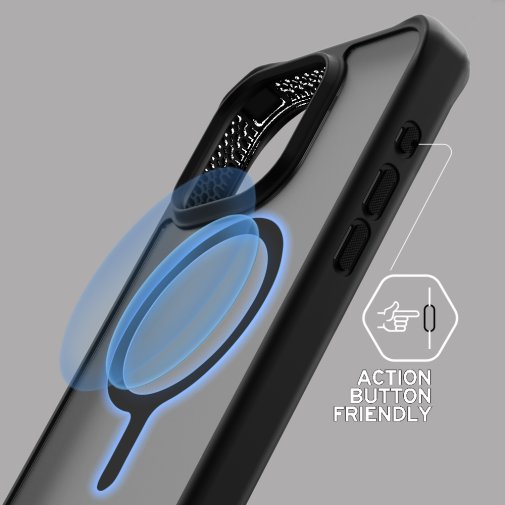Чохол iTSkins for iPhone 15 Pro HYBRID R FROST with MagSafe Black (AP5X-HMFRT-BLCK)