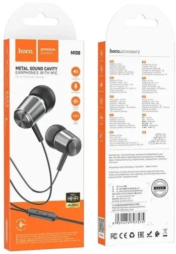 Фото: Навушники Hoco M108 Spring Metal Gray (6931474797575) № 8 | KTC