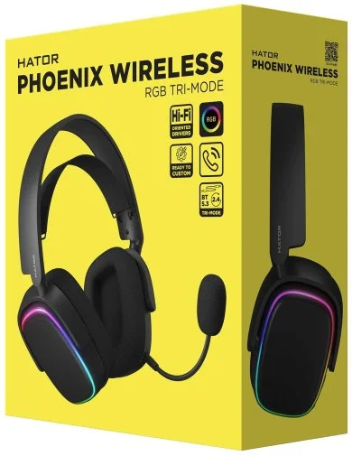 Фото: Гарнітура Hator Phoenix RGB Tri-mode Wireless Black (HTA-870) № 12 | KTC
