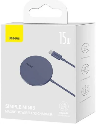 Фото: Бездротовий зарядний пристрій Baseus Simple Mini3 Magnetic Wireless Charger 15W Purple (CCJJ040205) № 12 | KTC