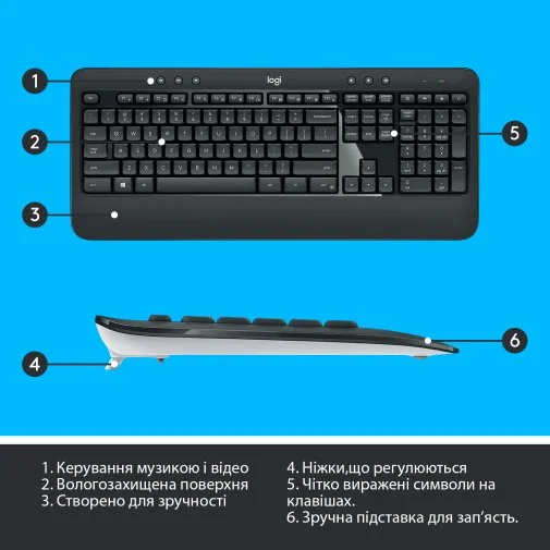 Фото: Комплект клавіатура+миша Logitech MK540 Advanced Us/Ukr (920-008685) № 14 | KTC