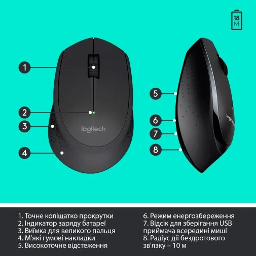 Фото: Комплект клавіатура+миша Logitech MK345 Wireless US/Ukr Black (920-006489) № 21 | KTC
