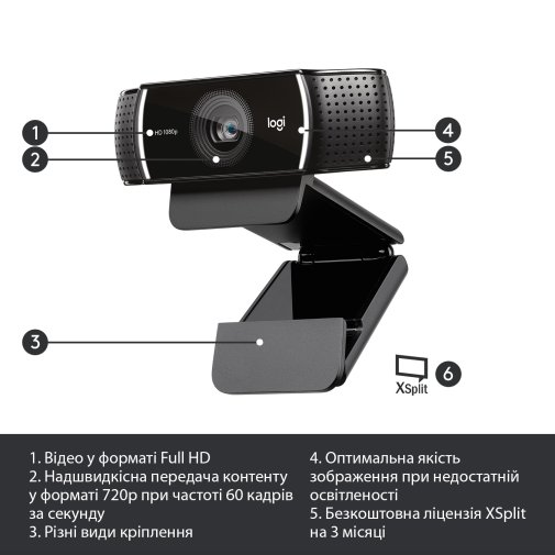 Web-камера Logitech C922 Pro Stream Black (L960-001088)