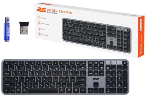 Клавіатура 2E KS240 Gray/Black (2E-KS240WG_UA)