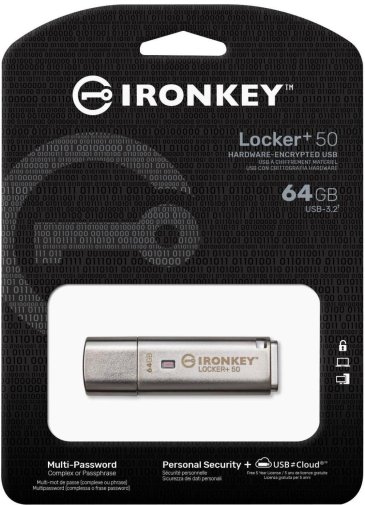  Флешка USB Kingston IronKey Locker Plus 50 64GB (IKLP50/64GB)