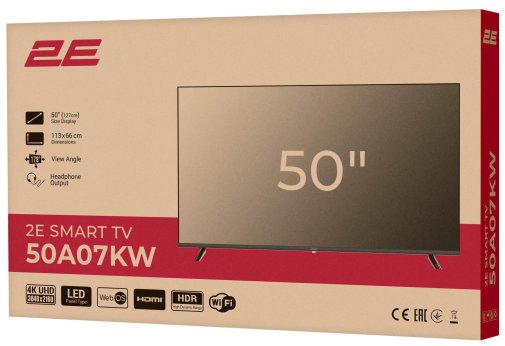 Телевізор DLED 2E 50A07KW (Smart TV, Wi-Fi, 3840x2160)
