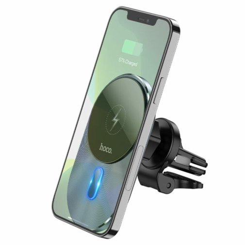 Кріплення для мобільного телефону Hoco CA91 Magic Magnetic Wireless Fast Charging Gray (6931474753465)