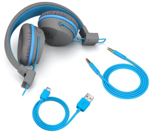 Гарнітура JLAB JBuddies Studio Kids Bluetooth Graphite/Blue (IEUHBSTUDIORGRYBLU4)