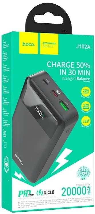 Фото: Батарея універсальна Hoco J102A Cool figure 20000mAh Black (J102A 20000mAh Black) № 6 | KTC