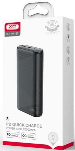Батарея універсальна XO PR150 20000mAh 20W Black (6920680824823)
